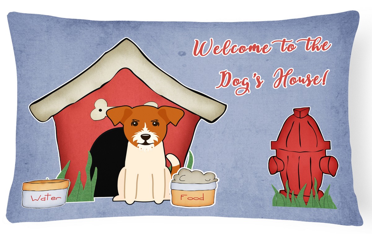 Dog House Collection Jack Russell Terrier Canvas Fabric Decorative Pillow