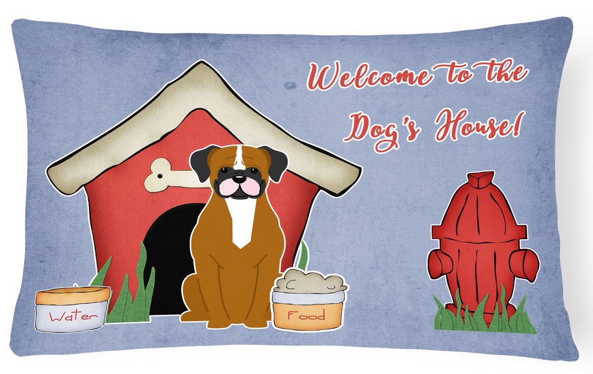 Dog House Collection Flashy Fawn Boxer Canvas Fabric Decorative Pillow