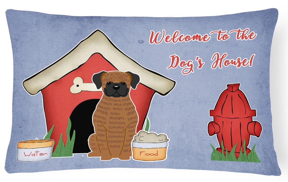 Dog House Collection Brindle Boxer Canvas Fabric Decorative Pillow