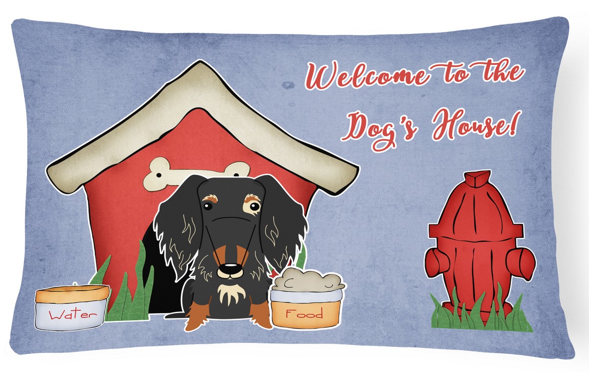 Dog House Collection Wire Haired Dachshund Dapple Canvas Fabric Decorative Pillow