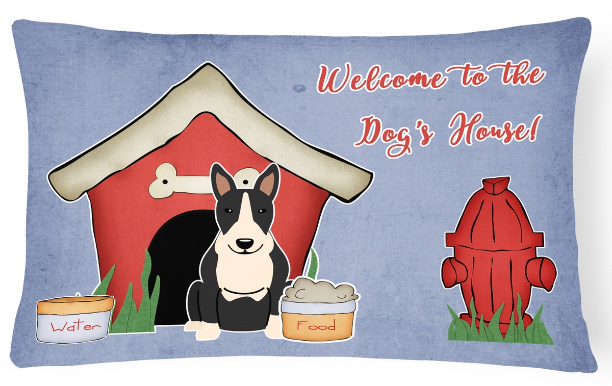 Dog House Collection Bull Terrier Black & White Canvas Fabric Decorative Pillow