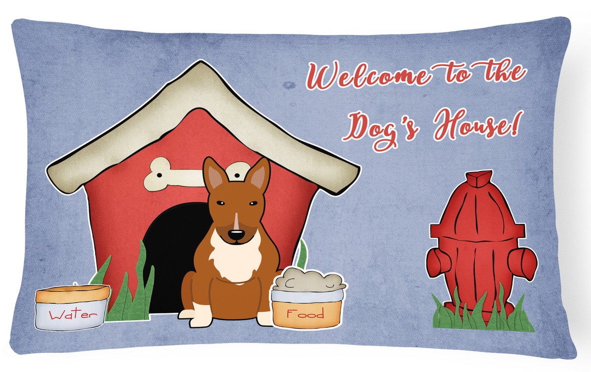 Dog House Collection Bull Terrier Red Canvas Fabric Decorative Pillow