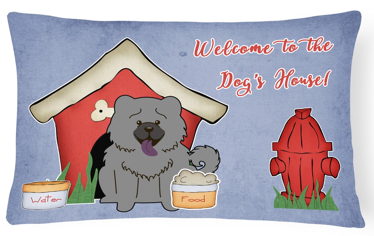 BB2893PW1216 Dog House Collection Chow Chow Blue Canvas Fabric Decorative Pillow