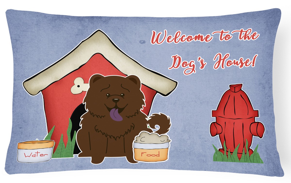 Dog House Collection Chow Chow Chocolate Canvas Fabric Decorative Pillow