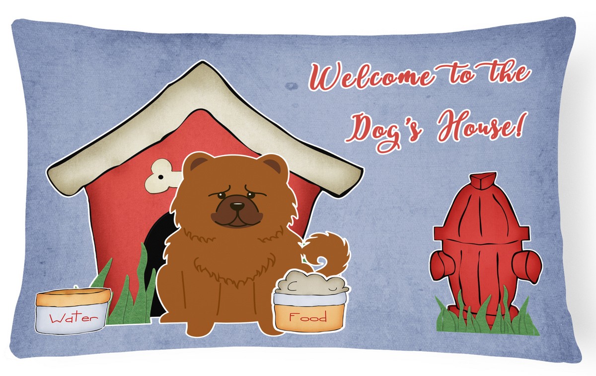 Dog House Collection Chow Chow Red Canvas Fabric Decorative Pillow