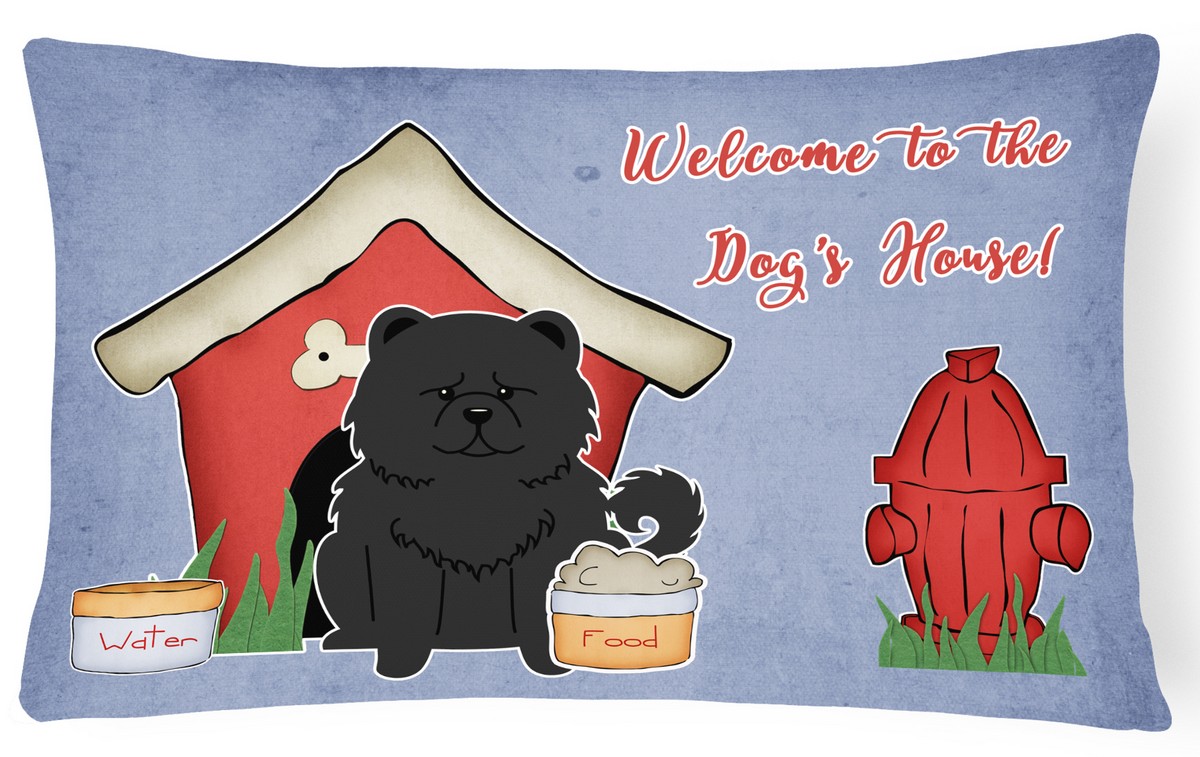 Dog House Collection Chow Chow Black Canvas Fabric Decorative Pillow