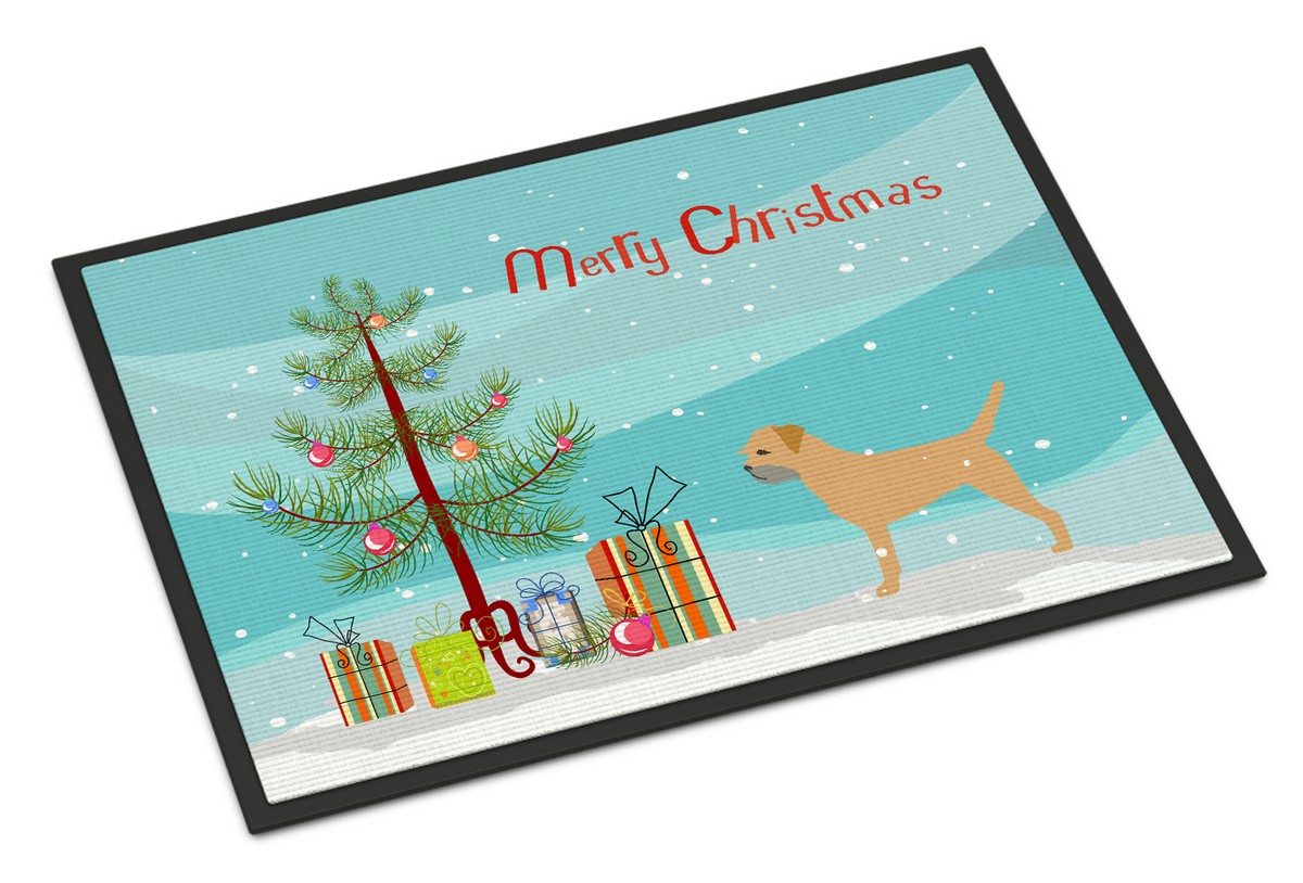 Border Terrier Merry Christmas Tree Indoor or Outdoor Mat 18x27