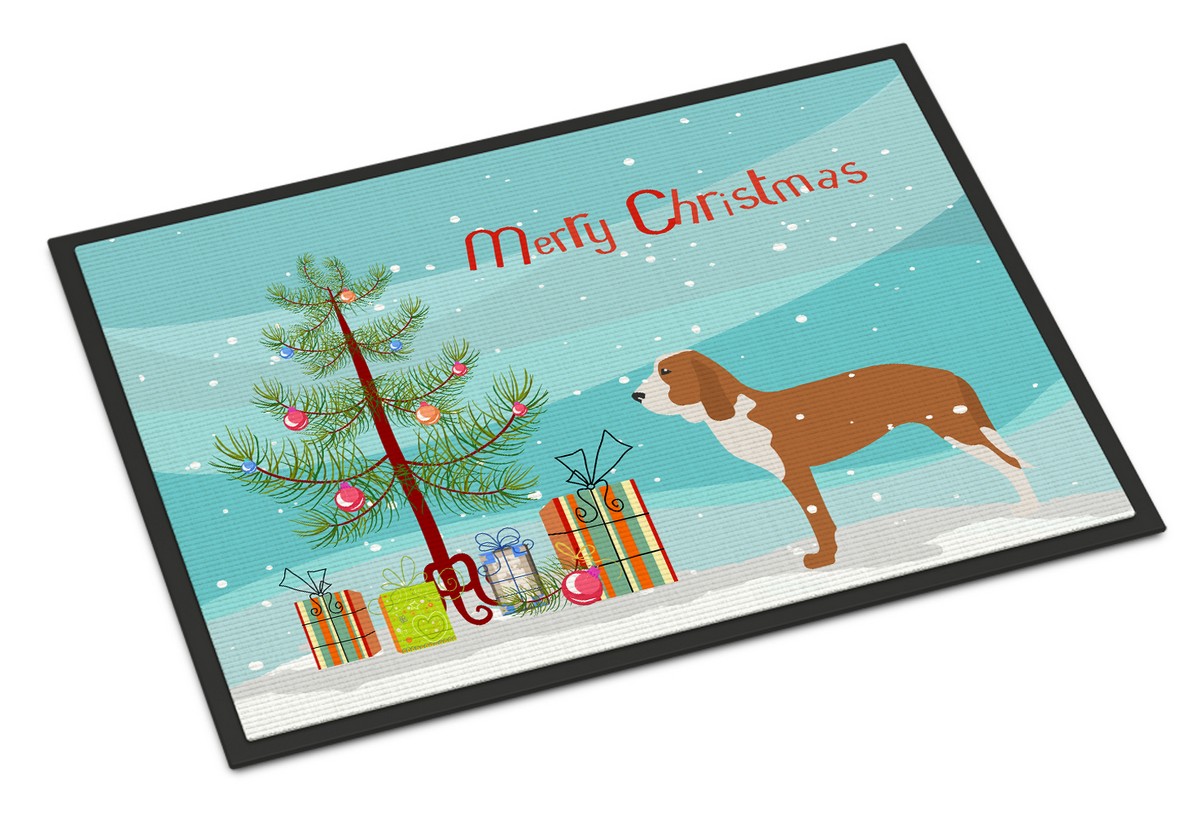 Spanish Hound Merry Christmas Tree Indoor or Outdoor Mat