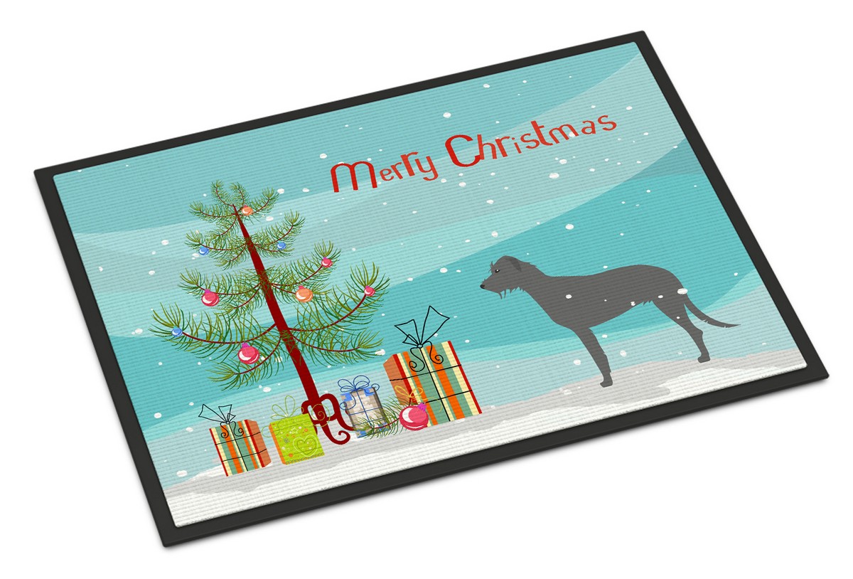Irish Wolfhound Merry Christmas Tree Indoor or Outdoor Mat 18x27