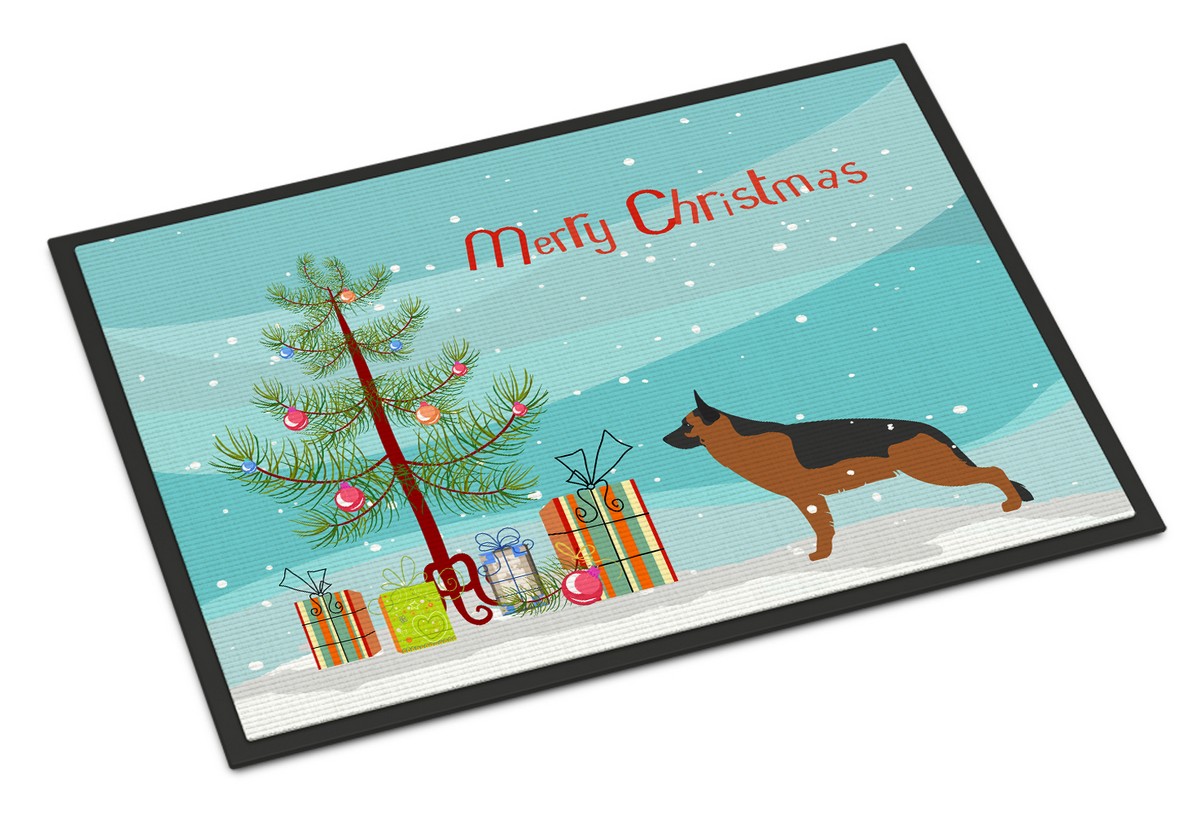 German Shepherd Merry Christmas Tree Indoor or Outdoor Mat 18x27