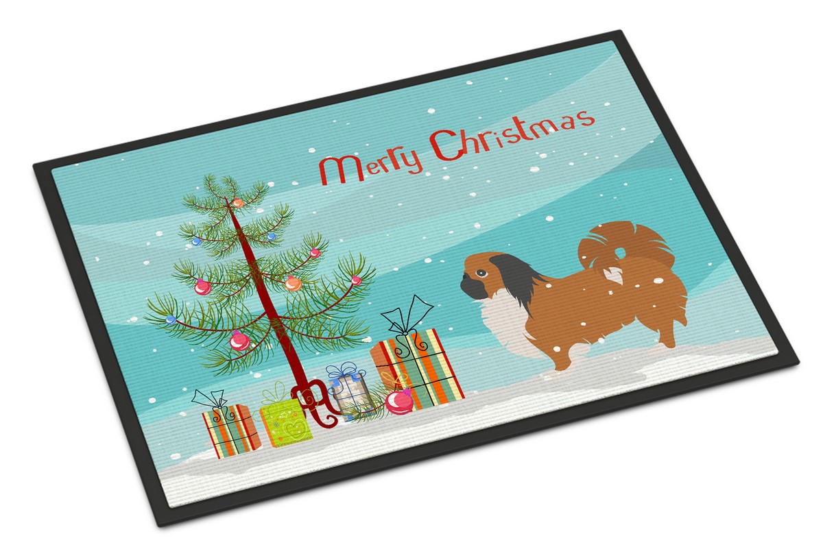 Pekingese Merry Christmas Tree Indoor or Outdoor Mat 18x27