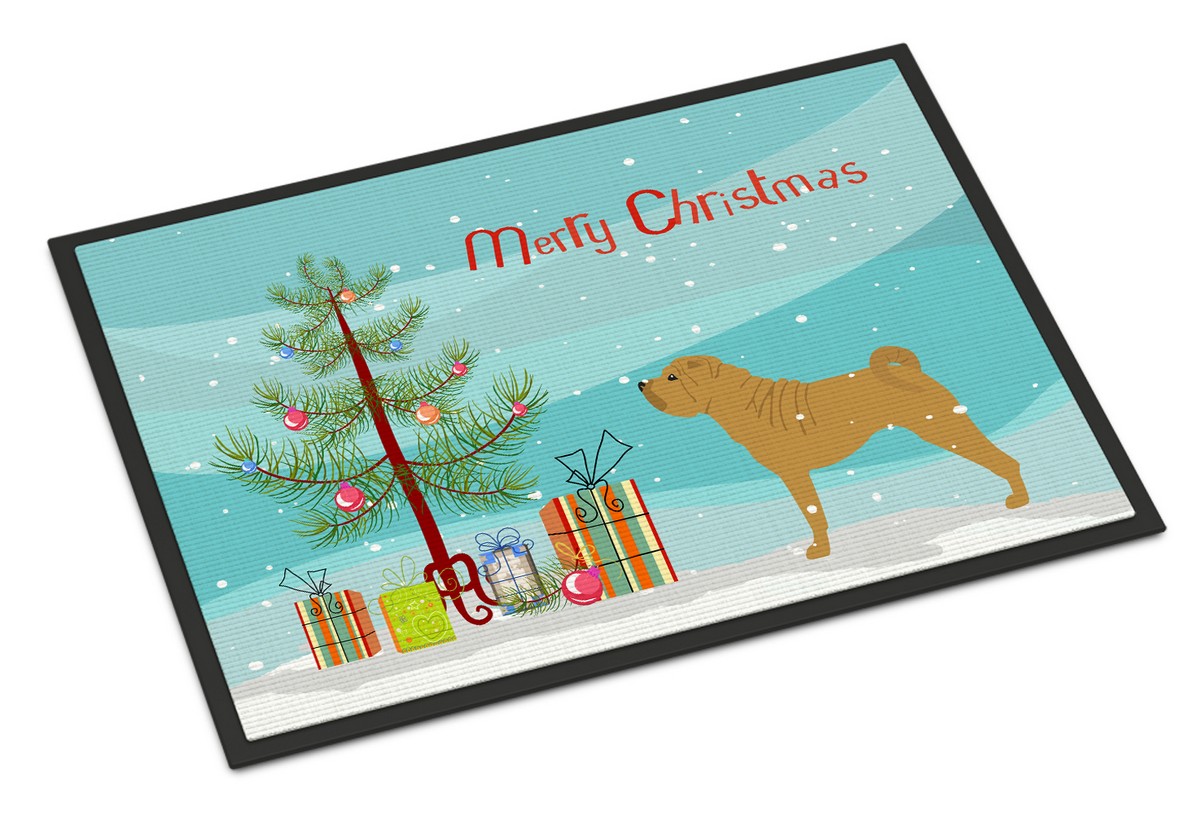 Shar Pei Merry Christmas Tree Indoor or Outdoor Mat - 18x27