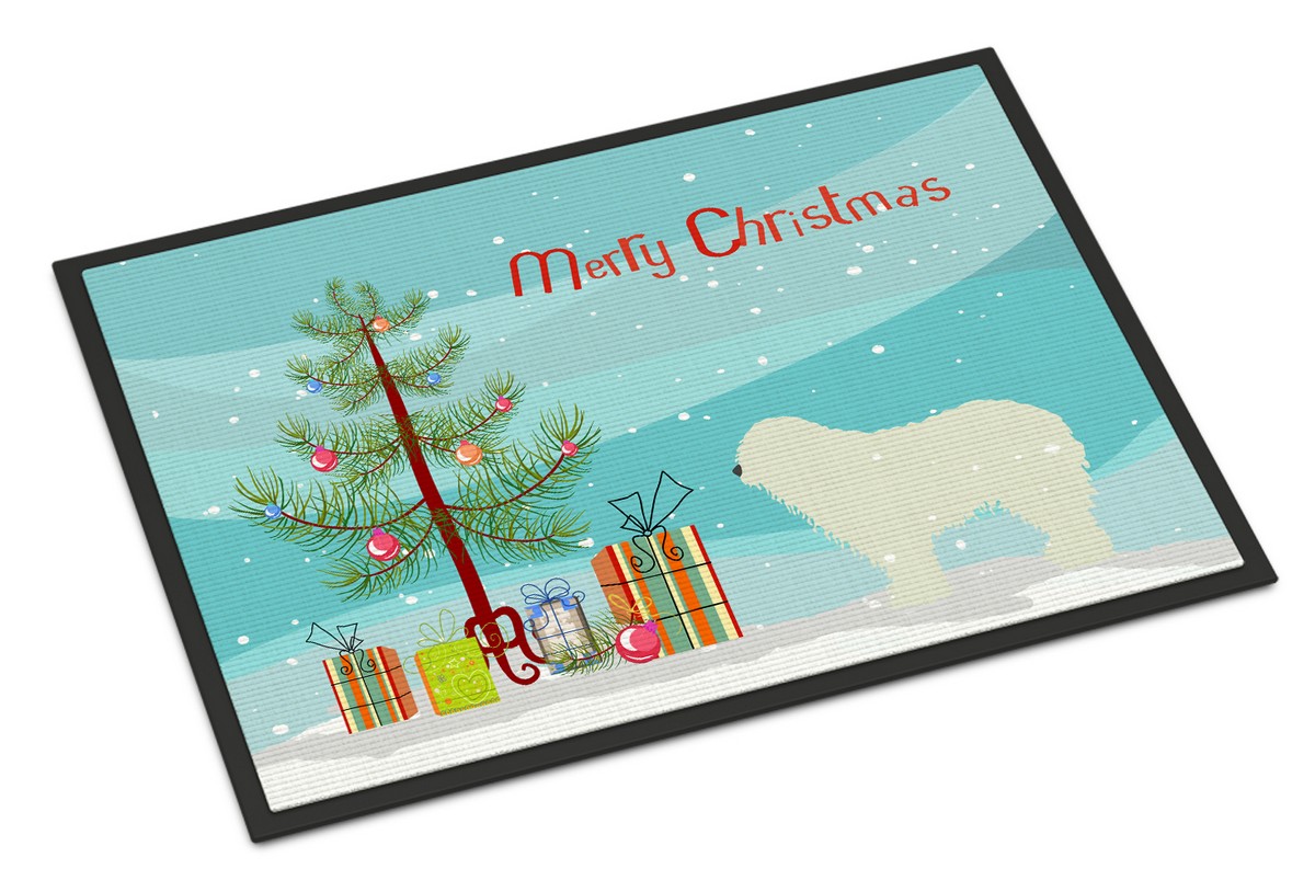 Komondor Merry Christmas Tree Indoor or Outdoor Mat 18x27