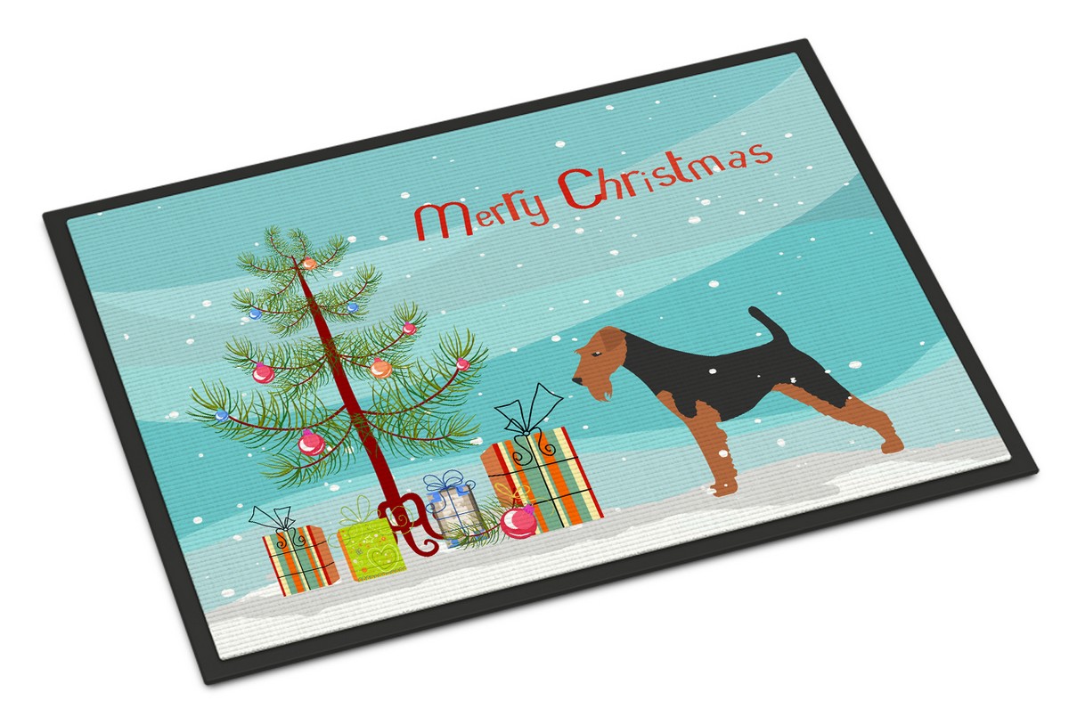 Airedale Terrier Merry Christmas Tree Indoor or Outdoor Mat 18x27