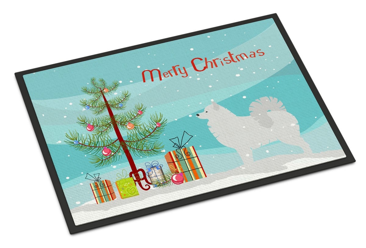 BB2977MAT Samoyed Merry Christmas Tree Indoor or Outdoor Mat 18x27