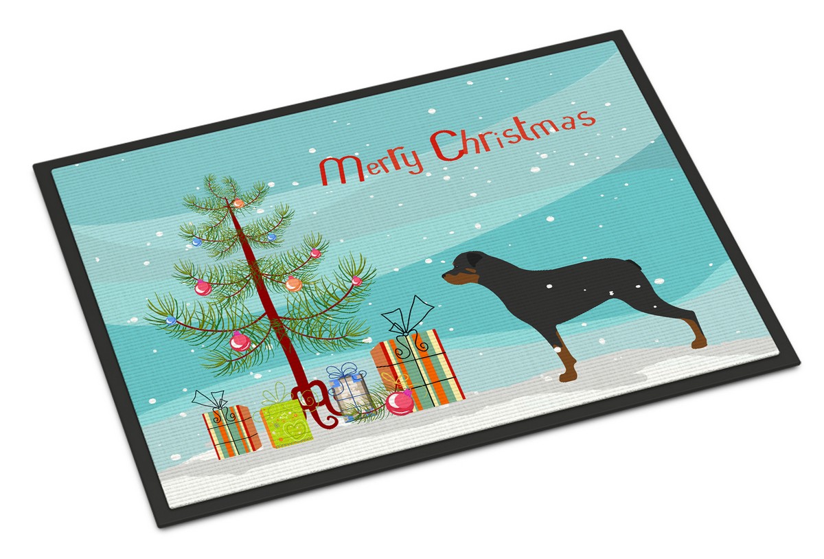 Rottweiler Merry Christmas Tree Indoor or Outdoor Mat 18x27