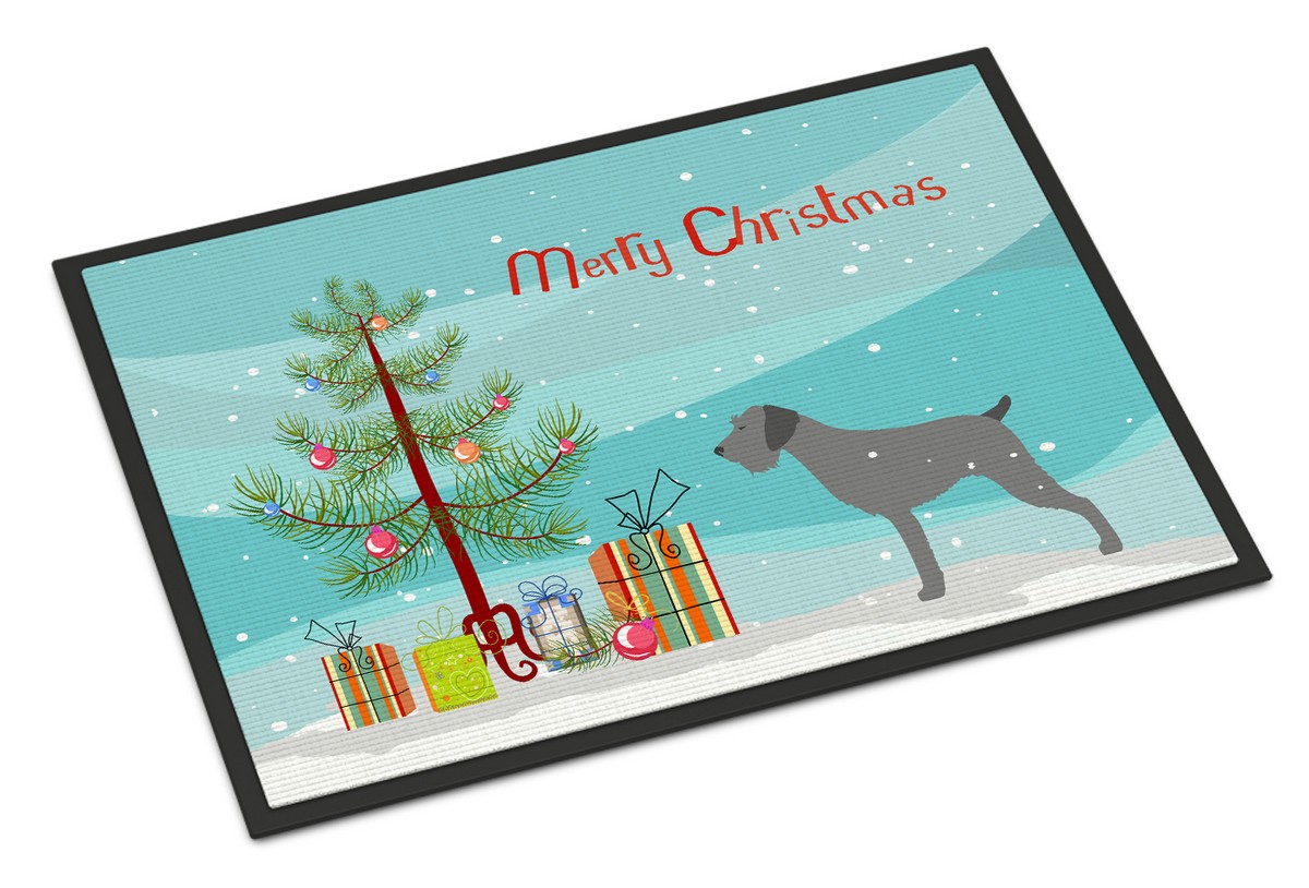 BB2929JMAT German Wirehaired Pointer Merry Christmas Tree Indoor or Outdoor Mat, 24 x 36