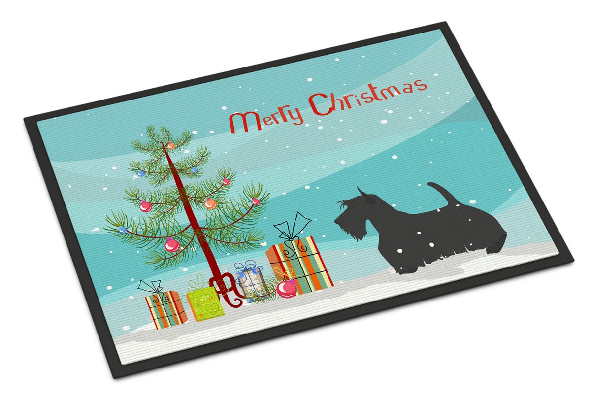 Scottish Terrier Merry Christmas Tree Indoor or Outdoor Mat - 24 x 36
