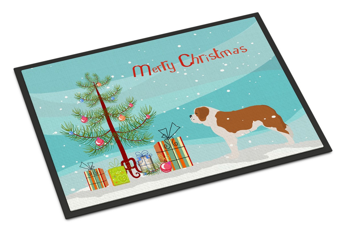 Saint Bernard Merry Christmas Tree Indoor or Outdoor Mat