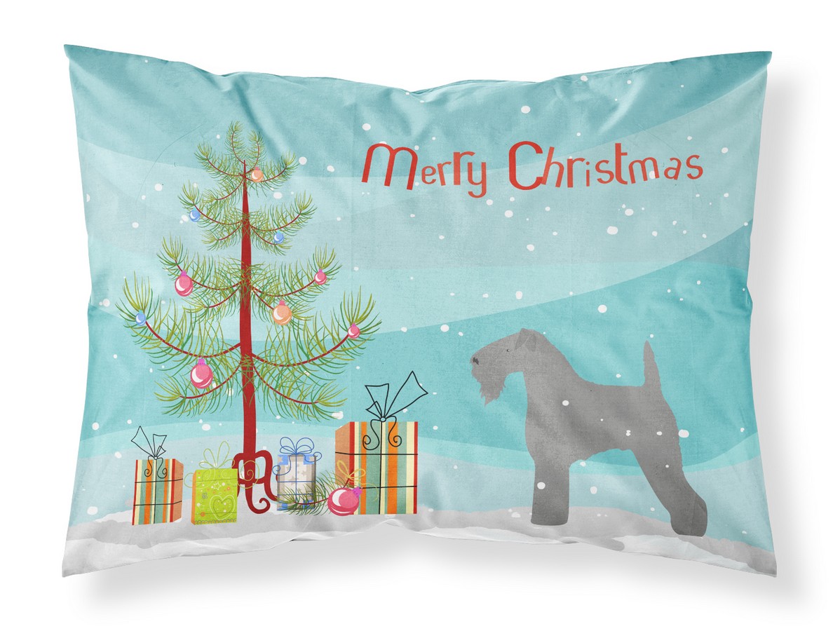 Kerry Blue Terrier Merry Christmas Tree Fabric Standard Pillowcase