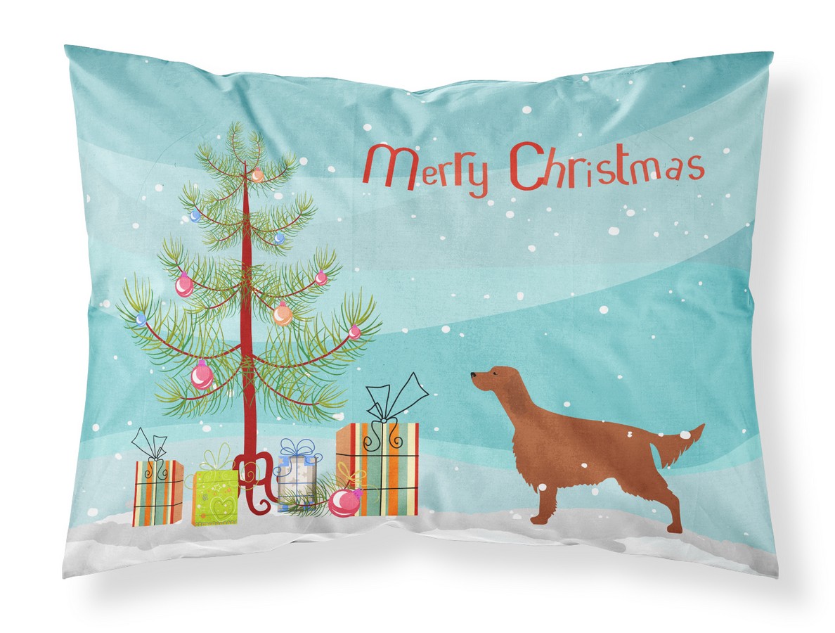 BB2911PILLOWCASE Irish Setter Merry Christmas Tree Fabric Standard Pillowcase