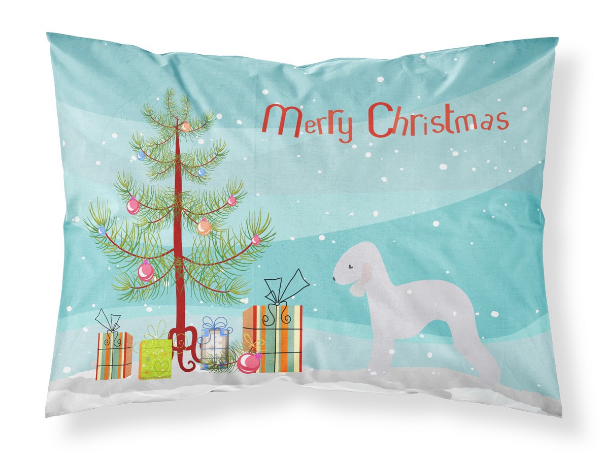 Bedlington Terrier Merry Christmas Tree Fabric Standard Pillowcase