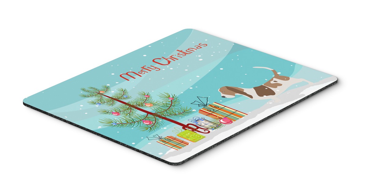 BB2920MP Basset Hound Merry Christmas Tree Mouse Pad, Hot Pad or Trivet