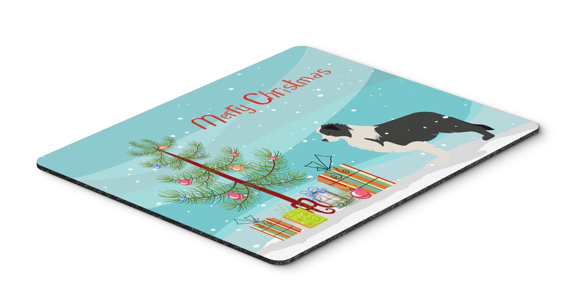 BB2941MP Black Border Collie Merry Christmas Tree Mouse Pad, Hot Pad or Trivet