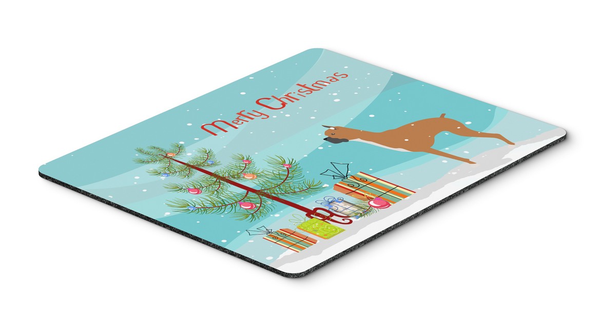 BB2971MP Boxer Merry Christmas Tree Mouse Pad, Hot Pad or Trivet
