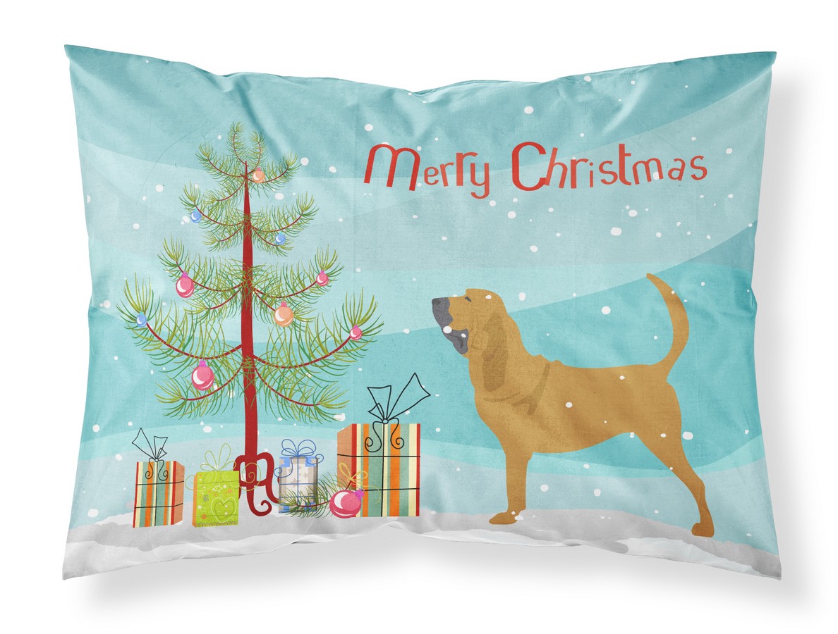 Bloodhound Merry Christmas Tree Fabric Standard Pillowcase