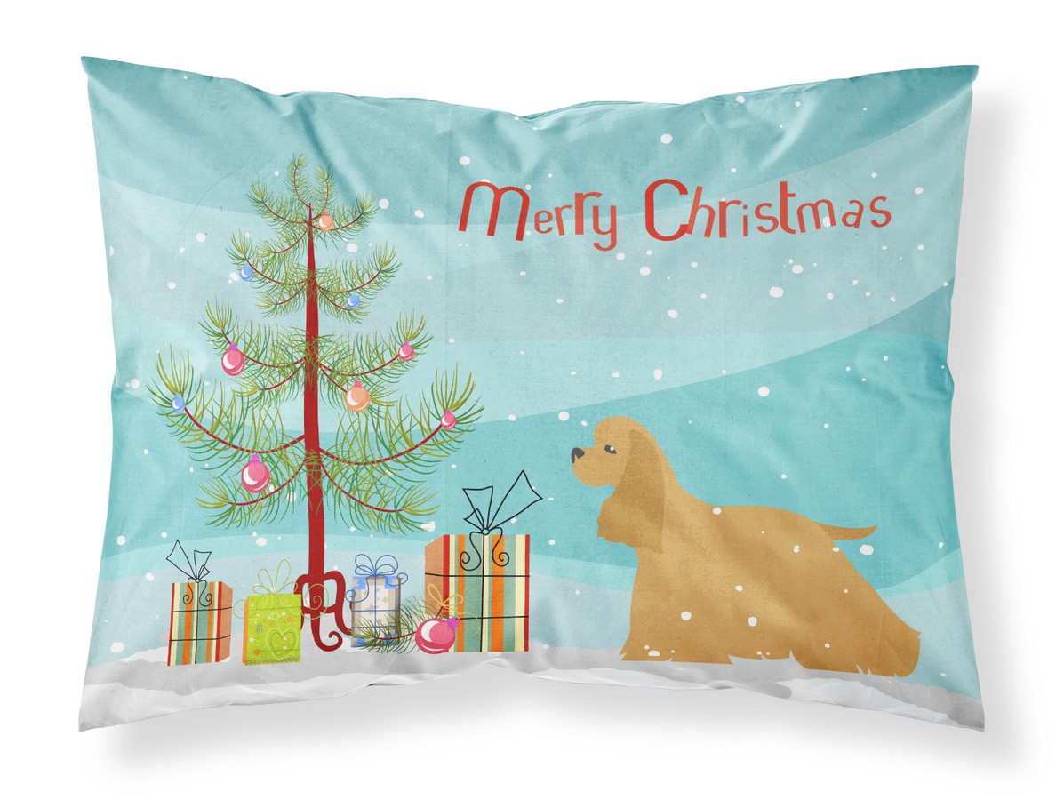 BB2904PILLOWCASE Cocker Spaniel Merry Christmas Tree Fabric Standard Pillowcase