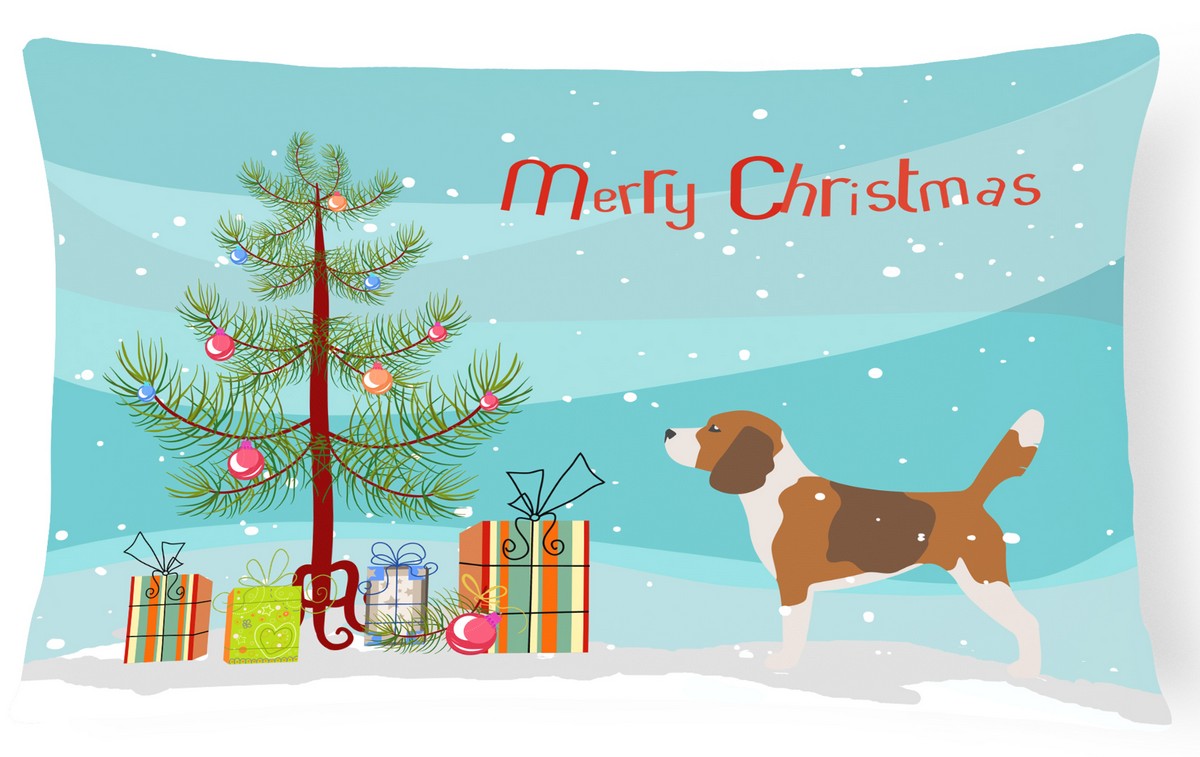 Beagle Merry Christmas Tree Canvas Fabric Decorative Pillow