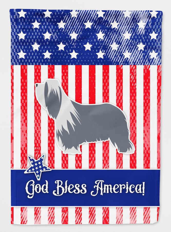 BB3317GF USA Patriotic Bearded Collie Flag Garden Size