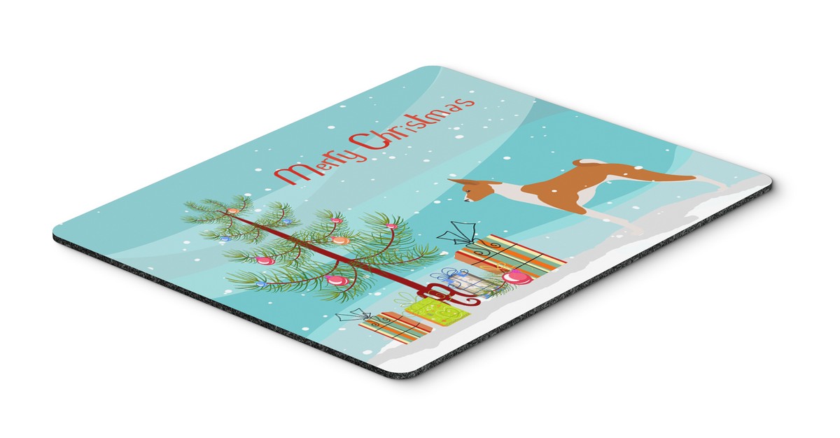BB2992MP Basenji Merry Christmas Tree Mouse Pad, Hot Pad or Trivet