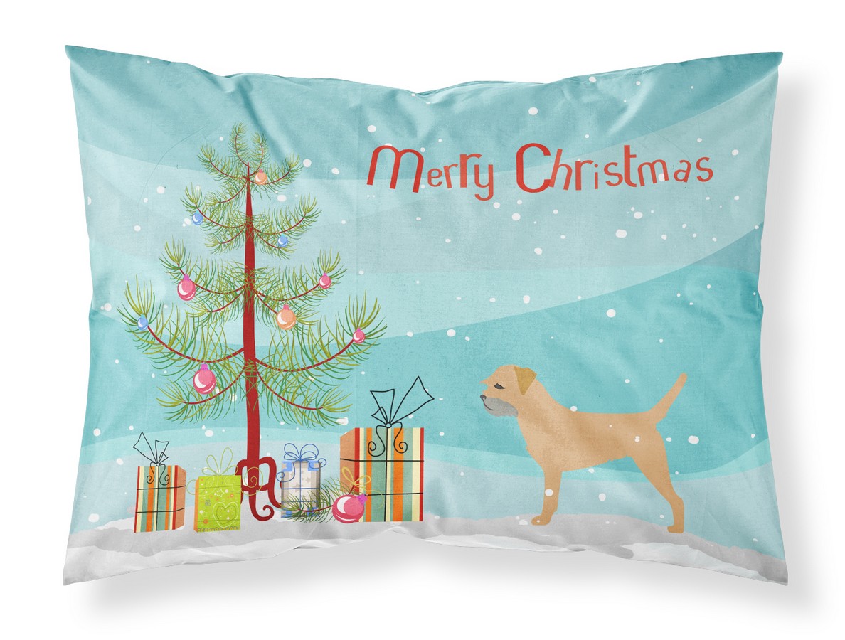 Border Terrier Merry Christmas Tree Fabric Standard Pillowcase