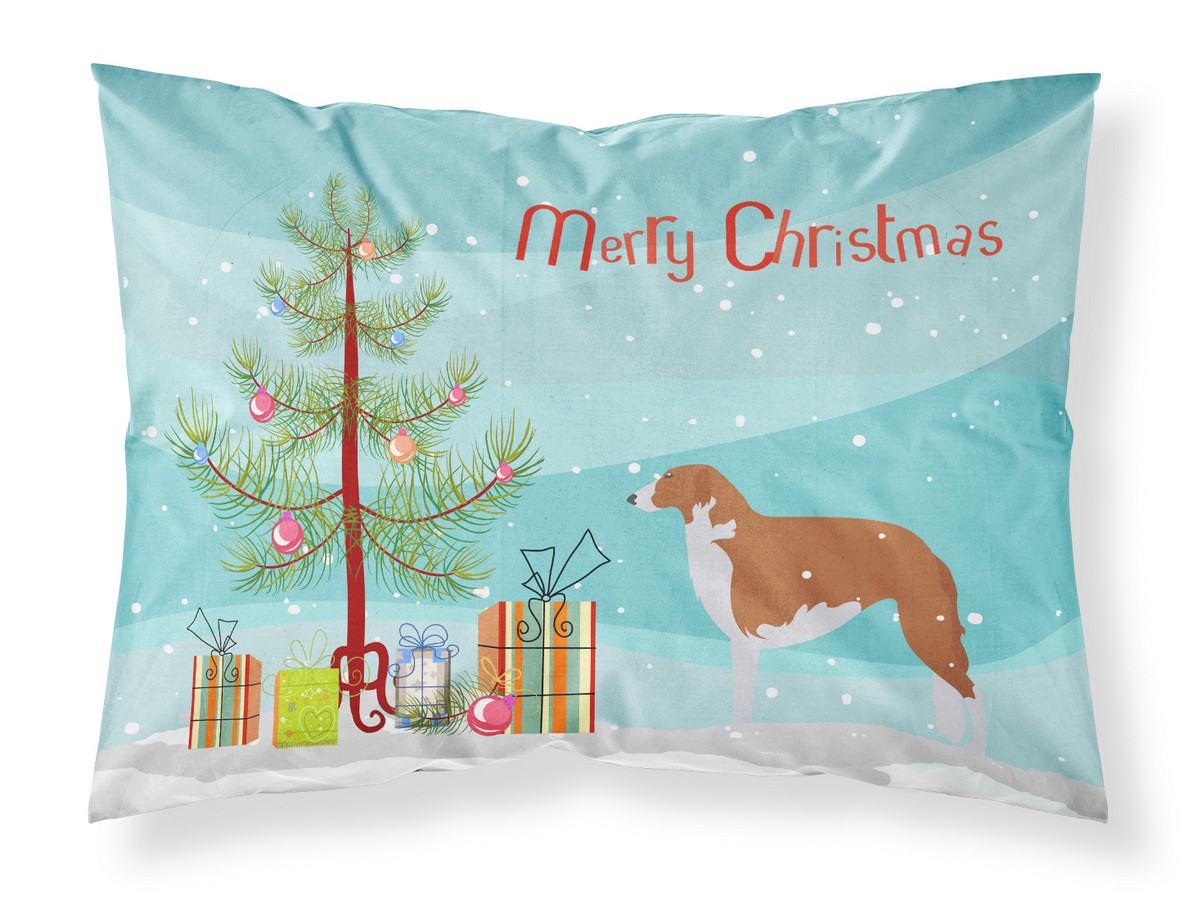 Borzoi Russian Greyhound Merry Christmas Tree Fabric Standard Pillowcase