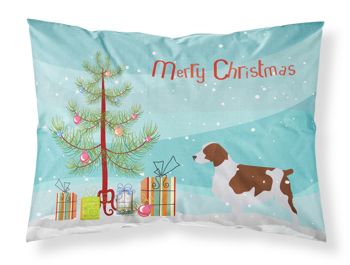 Welsh Springer Spaniel Merry Christmas Tree Fabric Standard Pillowcase