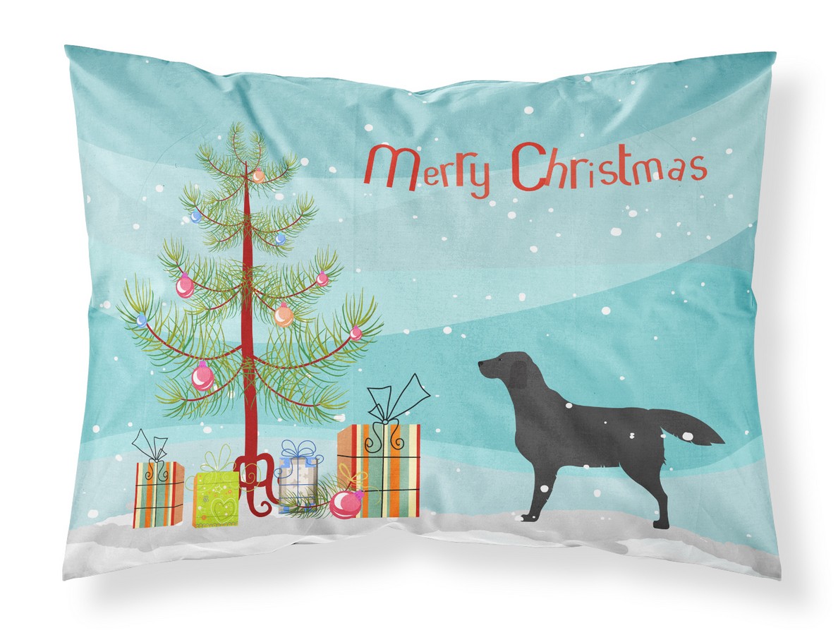 BB2926PILLOWCASE Black Labrador Retriever Merry Christmas Tree Fabric Standard Pillowcase