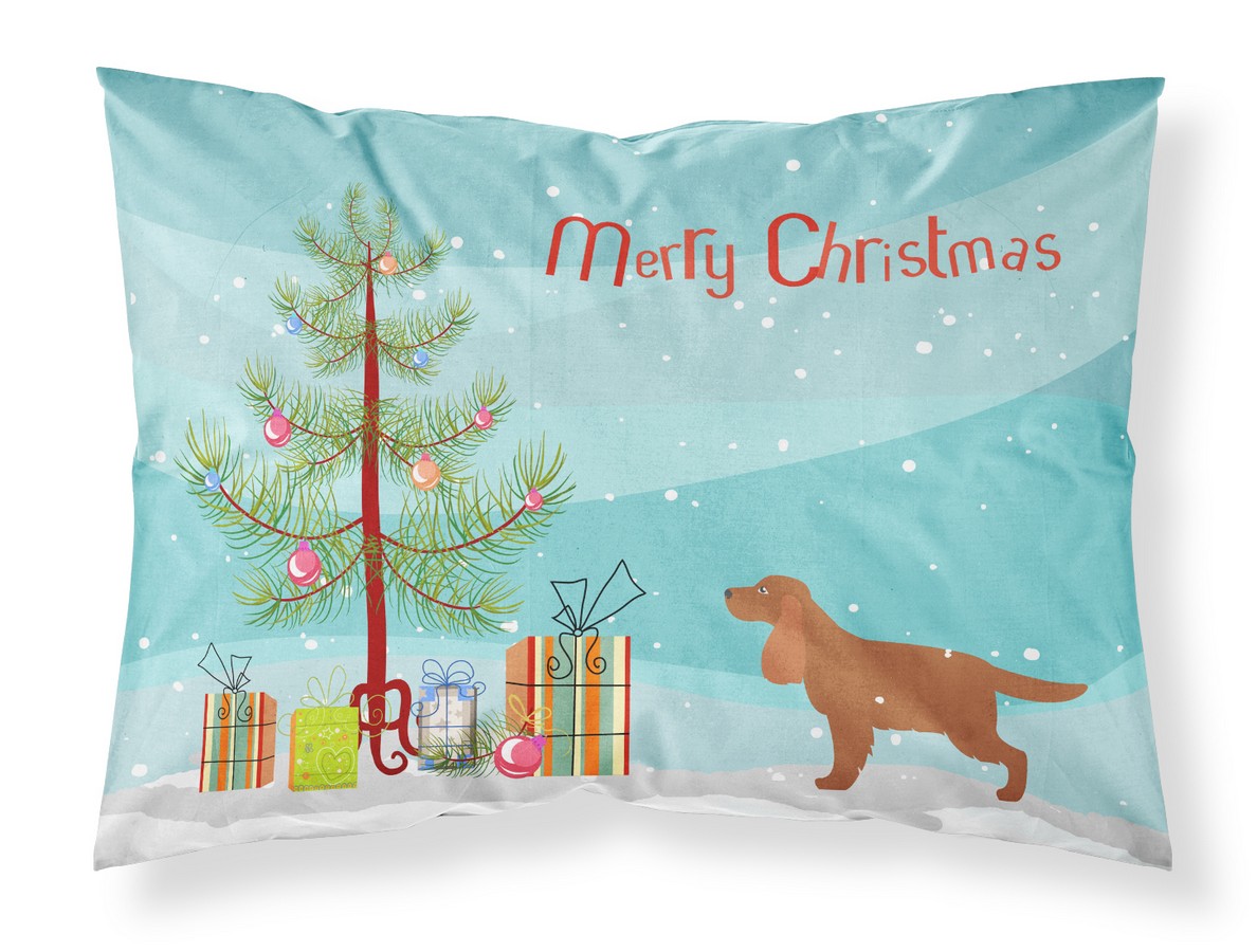 English Cocker Spaniel Merry Christmas Tree Fabric Standard Pillowcase