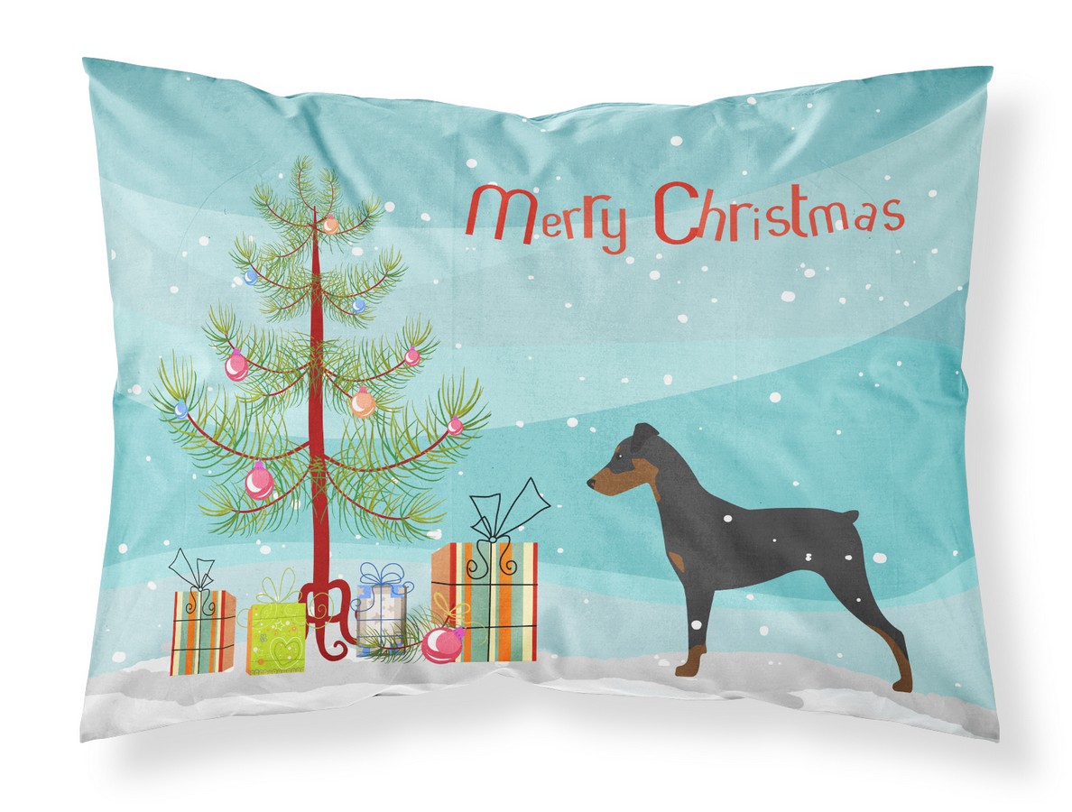 German Pinscher Merry Christmas Tree Fabric Standard Pillowcase