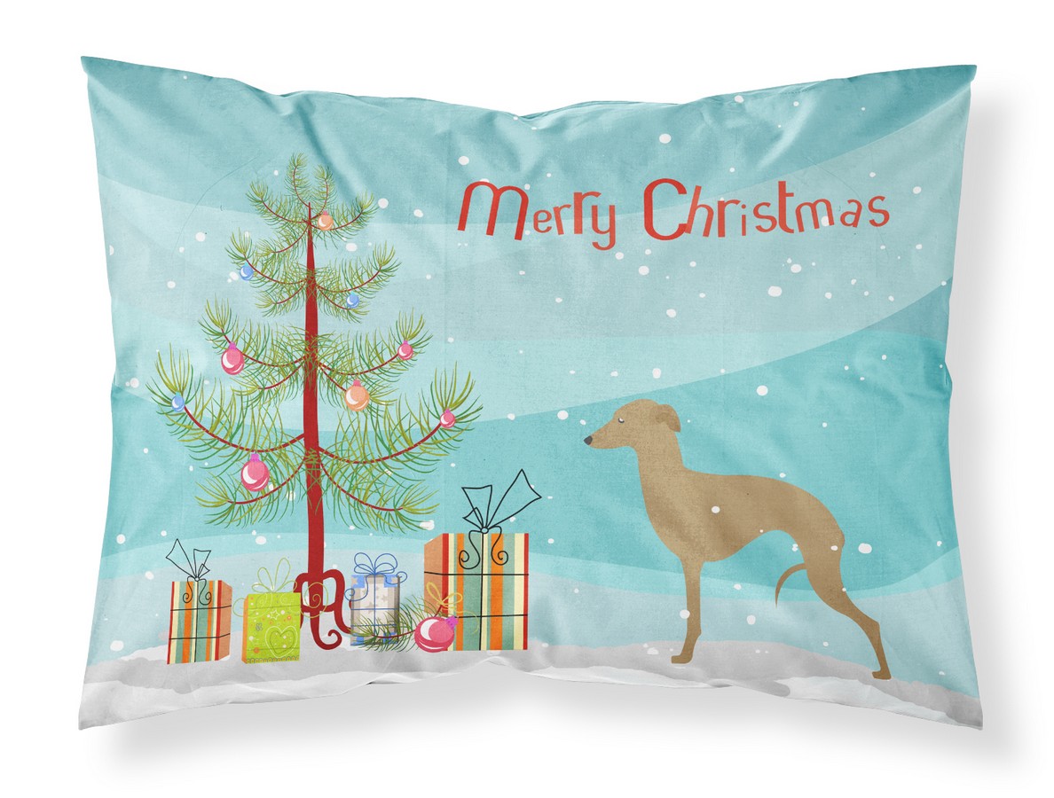 BB2932PILLOWCASE Italian Greyhound Merry Christmas Tree Fabric Standard Pillowcase