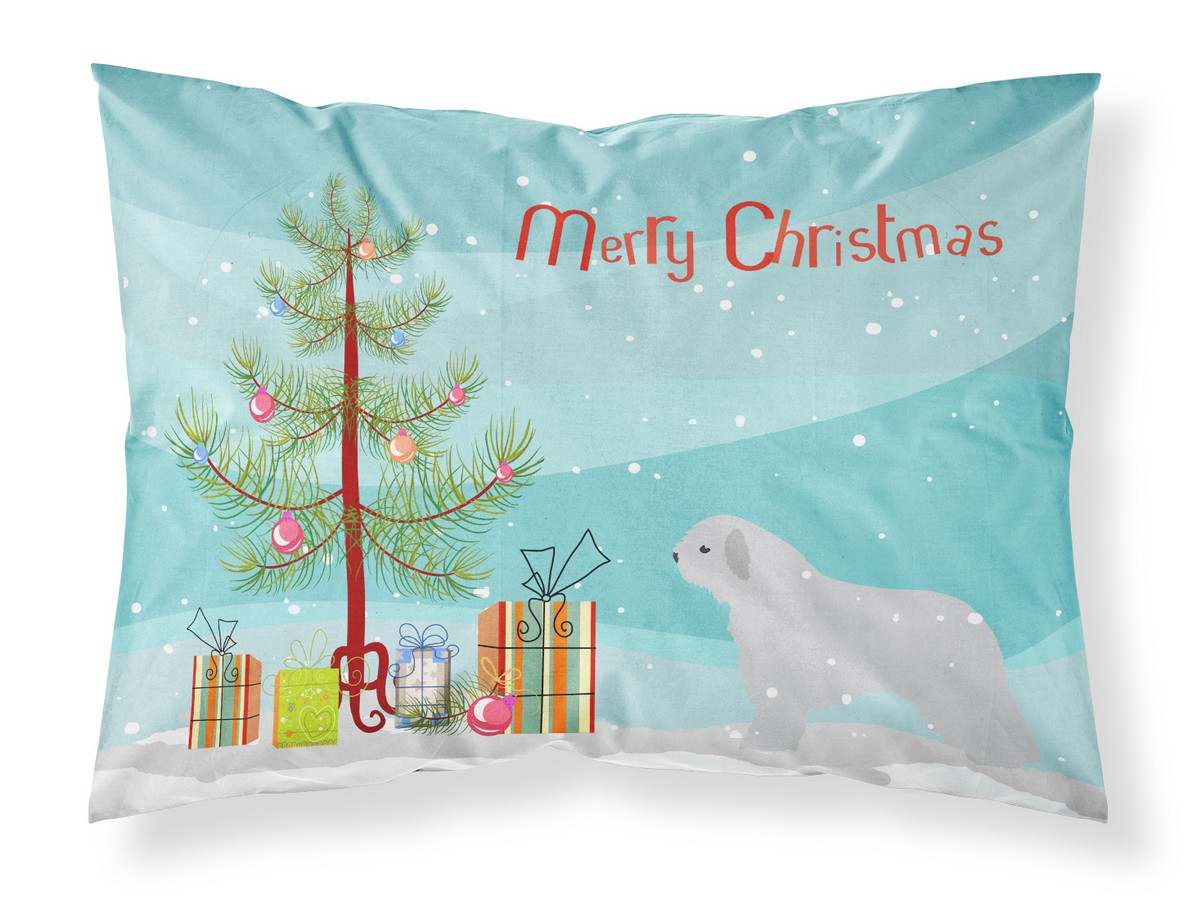 Spanish Water Dog Merry Christmas Tree Fabric Standard Pillowcase