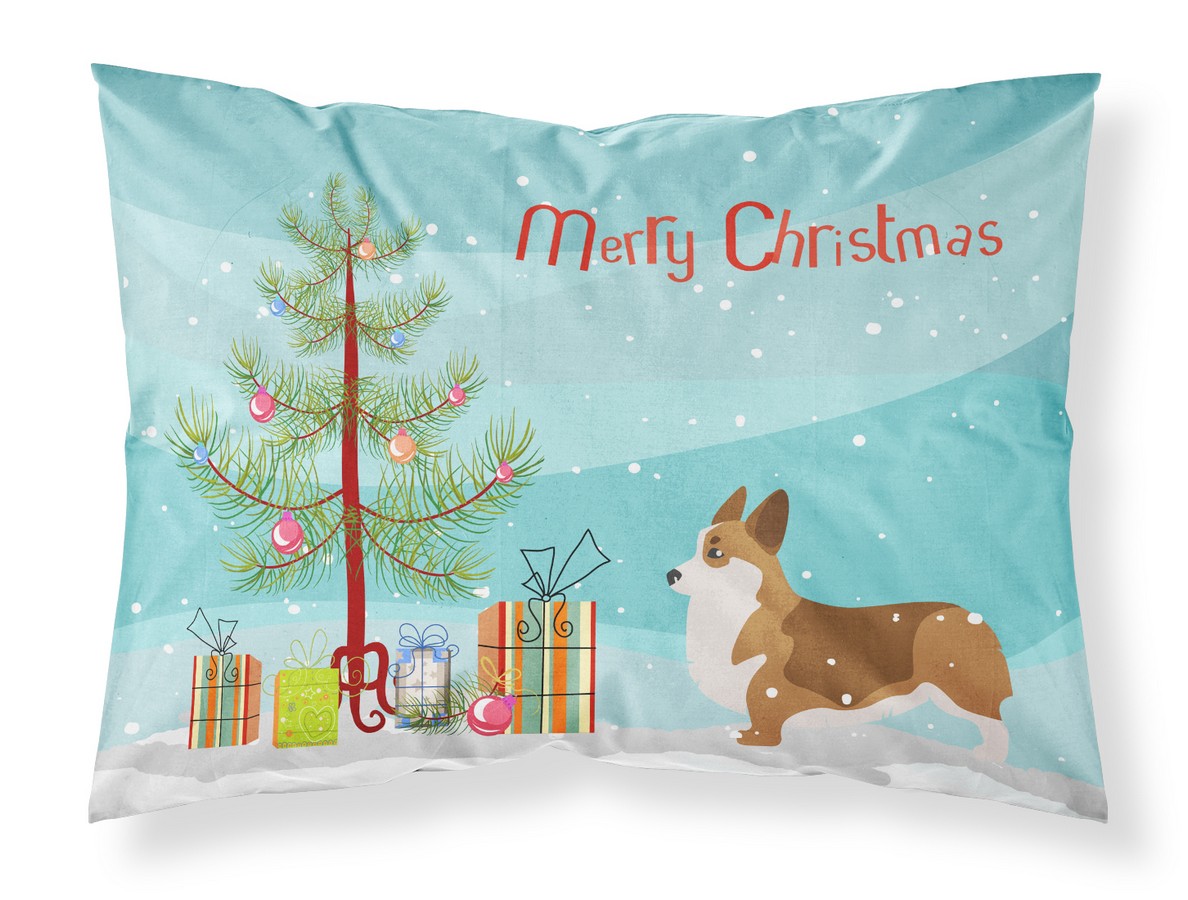 BB2938PILLOWCASE Corgi Merry Christmas Tree Fabric Standard Pillowcase