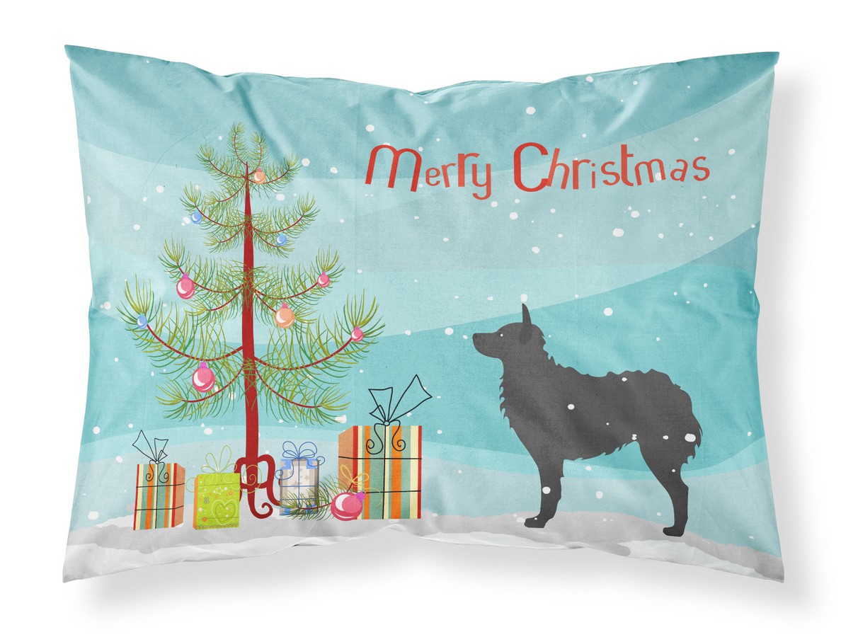 Croatian Sheepdog Merry Christmas Tree Fabric Standard Pillowcase