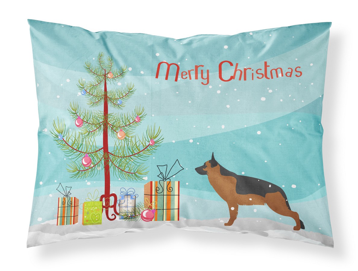 BB2942PILLOWCASE German Shepherd Merry Christmas Tree Fabric Standard Pillowcase