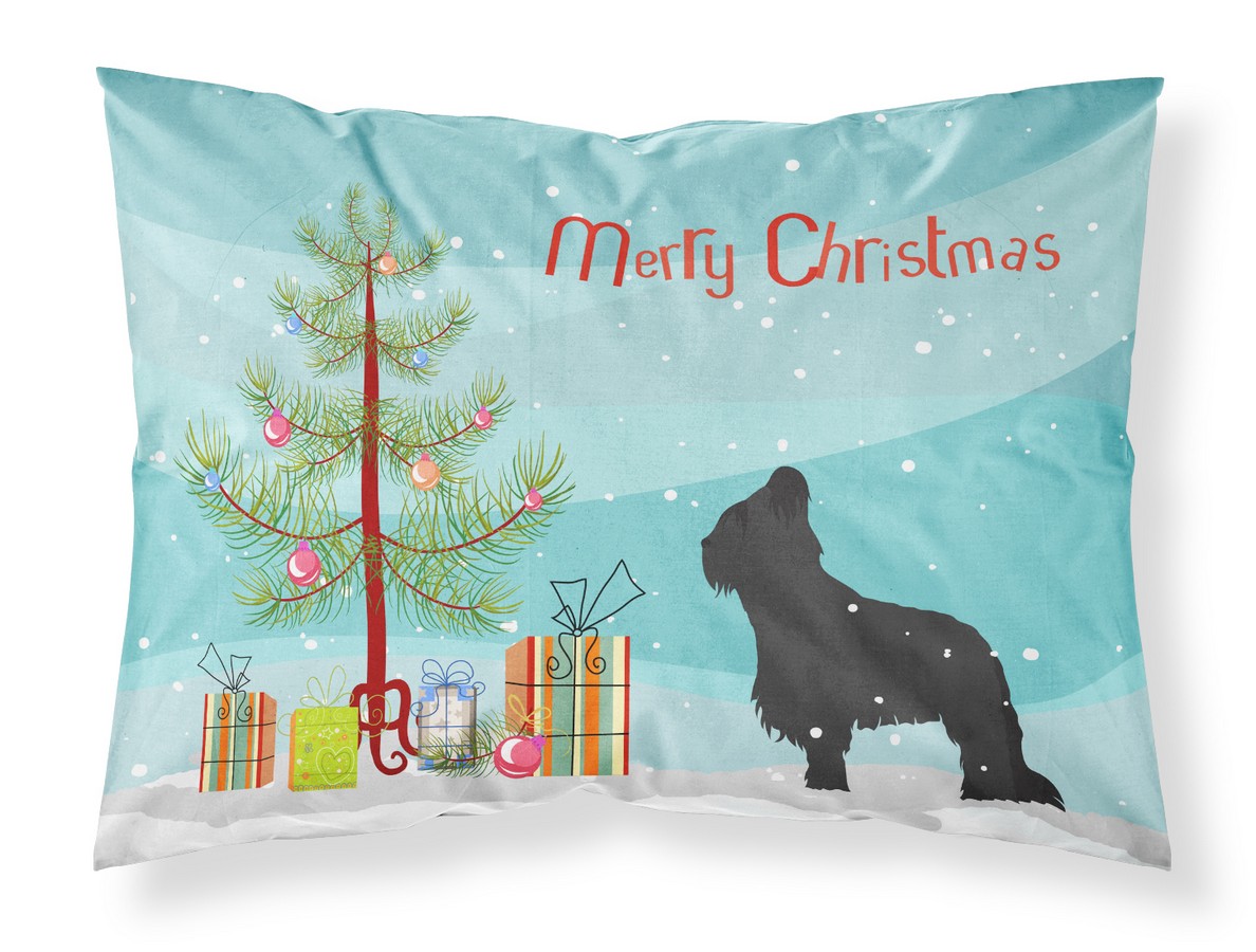 Briard Merry Christmas Tree Fabric Standard Pillowcase