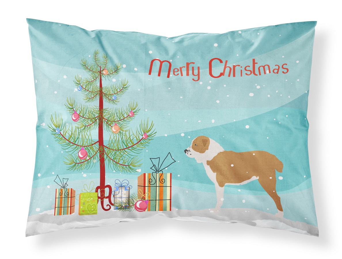 Central Asian Shepherd Dog Merry Christmas Tree Fabric Standard Pillowcase