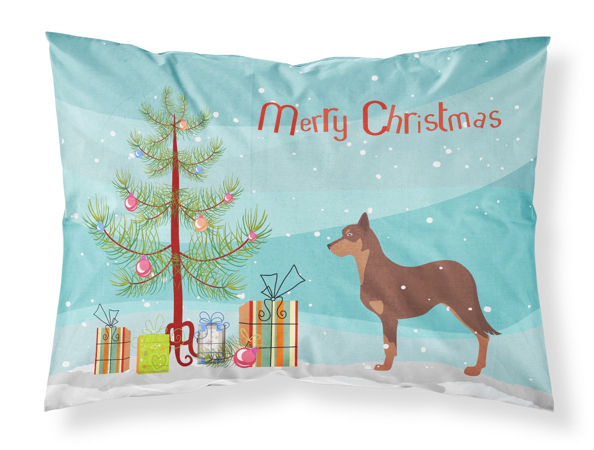 Australian Kelpie Dog Merry Christmas Tree Fabric Standard Pillowcase