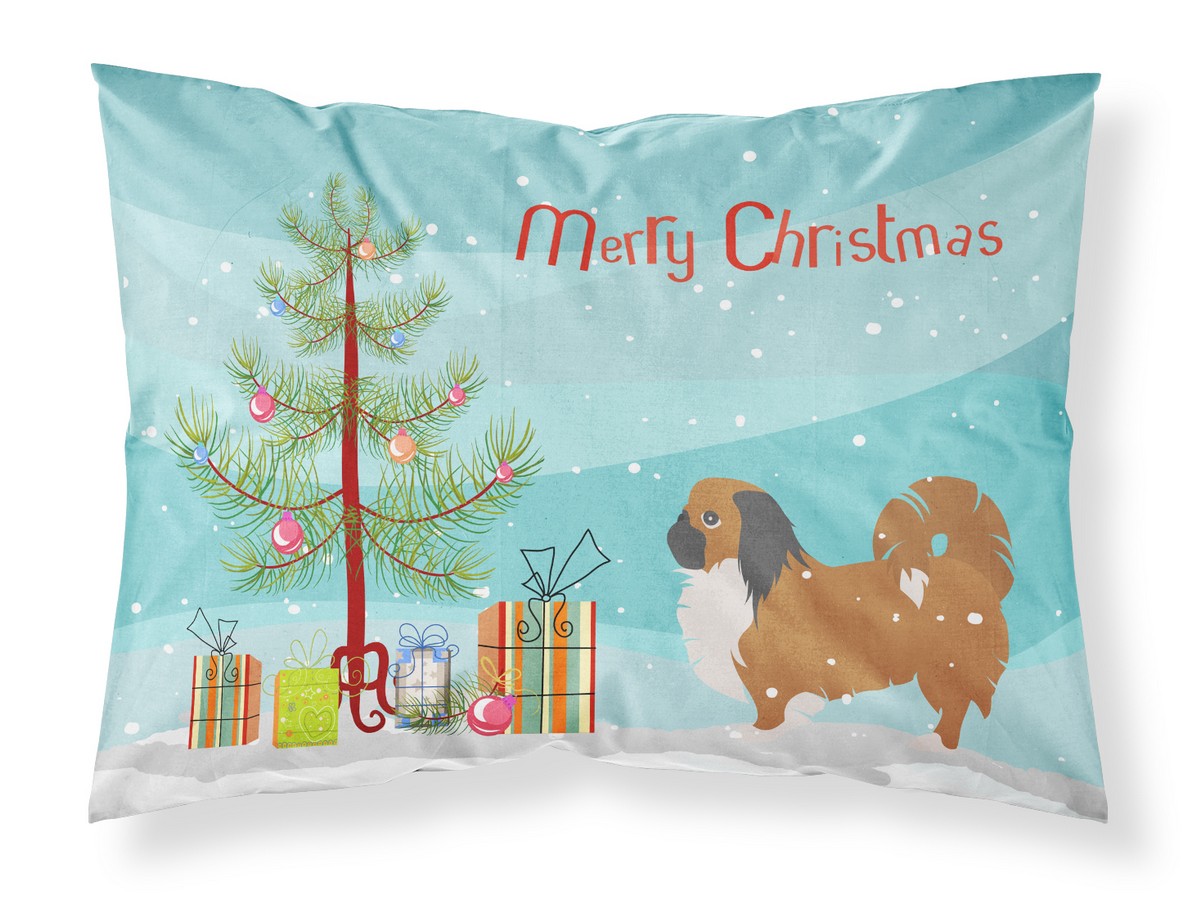 Pekingese Merry Christmas Tree Fabric Standard Pillowcase
