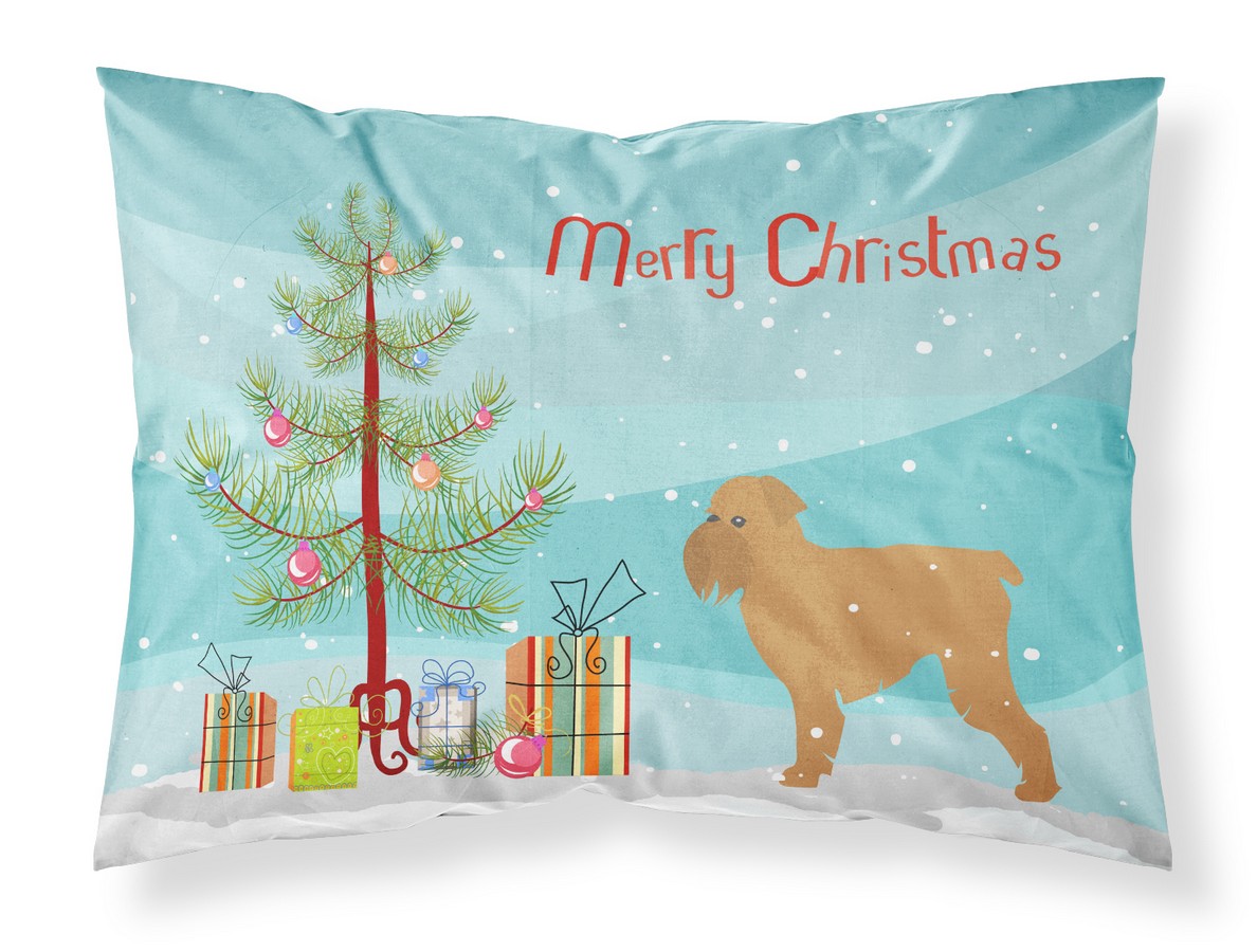 Brussels Griffon Merry Christmas Tree Fabric Standard Pillowcase